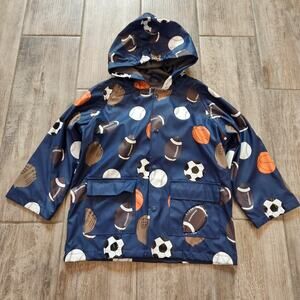 Foxfire Kids Rain Jacket Hooded Sports Print‎ Waterproof Outerwear Boys Size 5